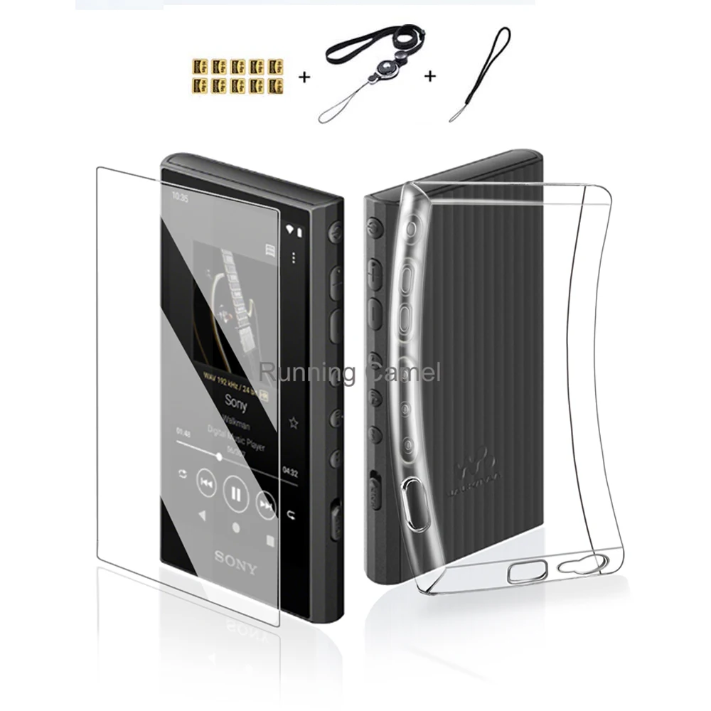 Soft Protective Shell Skin Case Cover for Sony Walkman NW-A300 Series NW-A306 NW-A307 with Front Screen Protector Tempered Glass