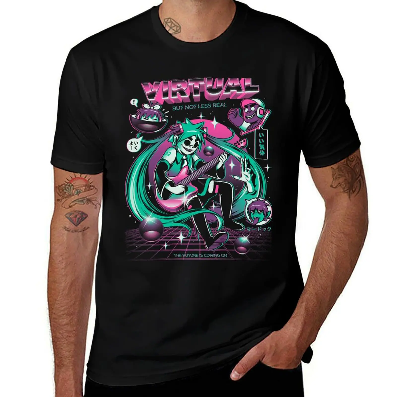 Virtual Band T-Shirt Modern Print Casual T-Shirt
