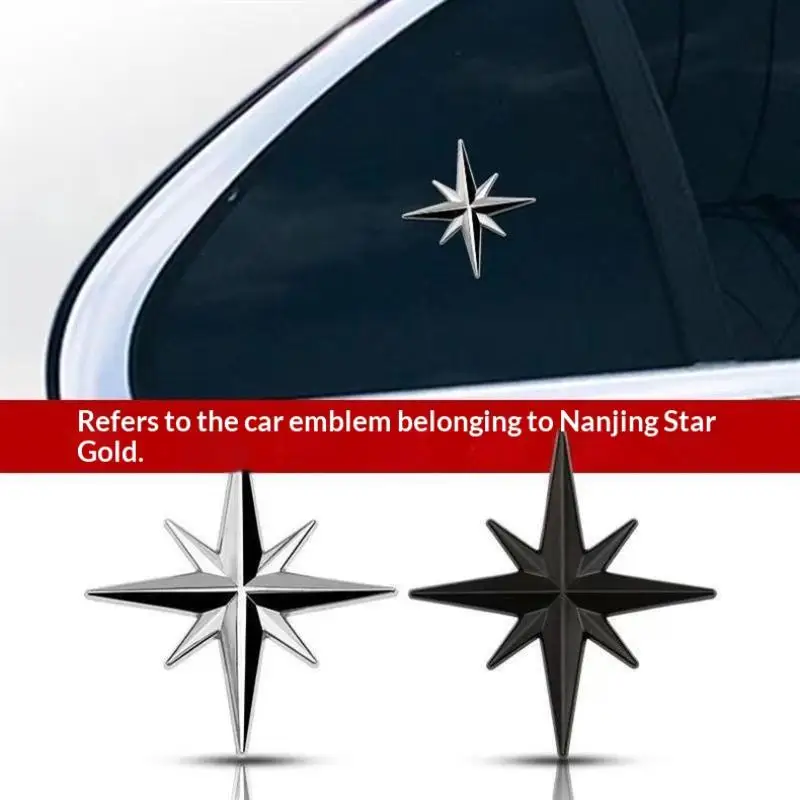 【CMO】1Pcs Car Badge Emblem Sticker 3D Metal Car Decoration Metal Guide Star Adhesive For Universal Cars Moto Bike Car Styling