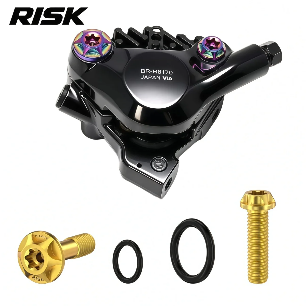 RISK Titanium Disc Brake Calipers & Banjo Bolt Road Bike Flat Mount Brake For SHIMANO BR-R7070 BR-R8070 BR-R7170 BR-R8170
