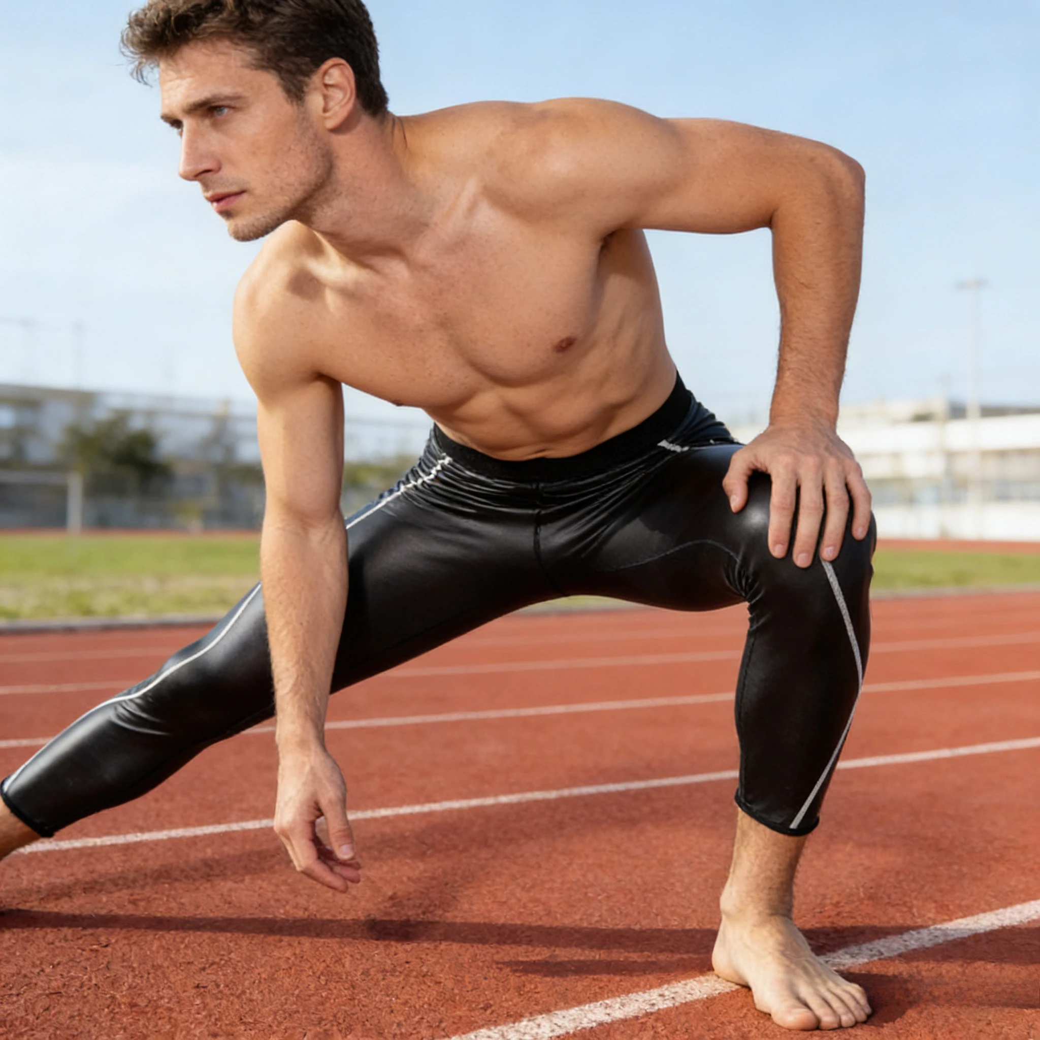 

Men's 9-Inch Tapered PU Leather Pants - High Waist Tummy Control & Butt Lifting with Hidden Pockets