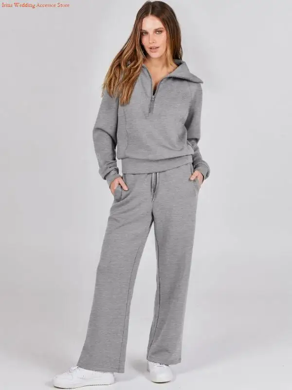 G92D Women's Two-piece suits Fashionable Airport wide-leg pants Home Suit Sportswear Suitable for a variety of occasions