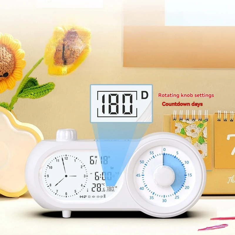 Bedside Clock with Temperature Super Silent Digital Visual Timer LED Alarm Clocks for Study Living Room Gifts Desk Decorations