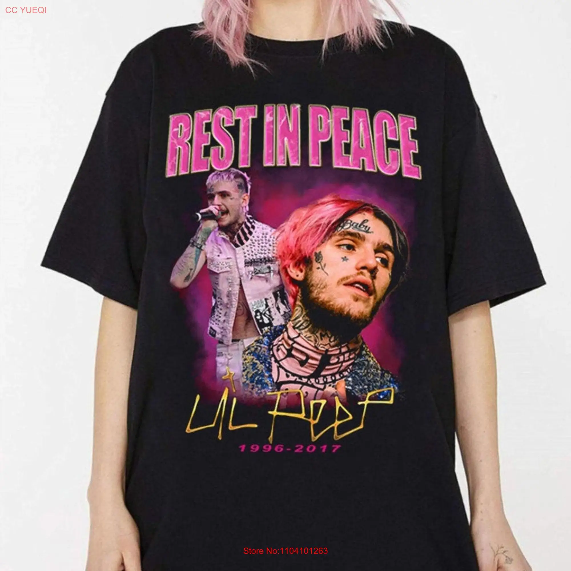 Футболка с длинным или коротким рукавом Lil Peep Rest In Peace LilPeep Tour Fan