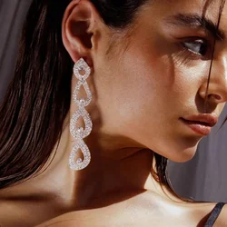 2024 New Design Christmas gifts Fashion luxury Crystal Drop Earrings for Women Elegant Rhinestone Long Earring Jewelry Wedding