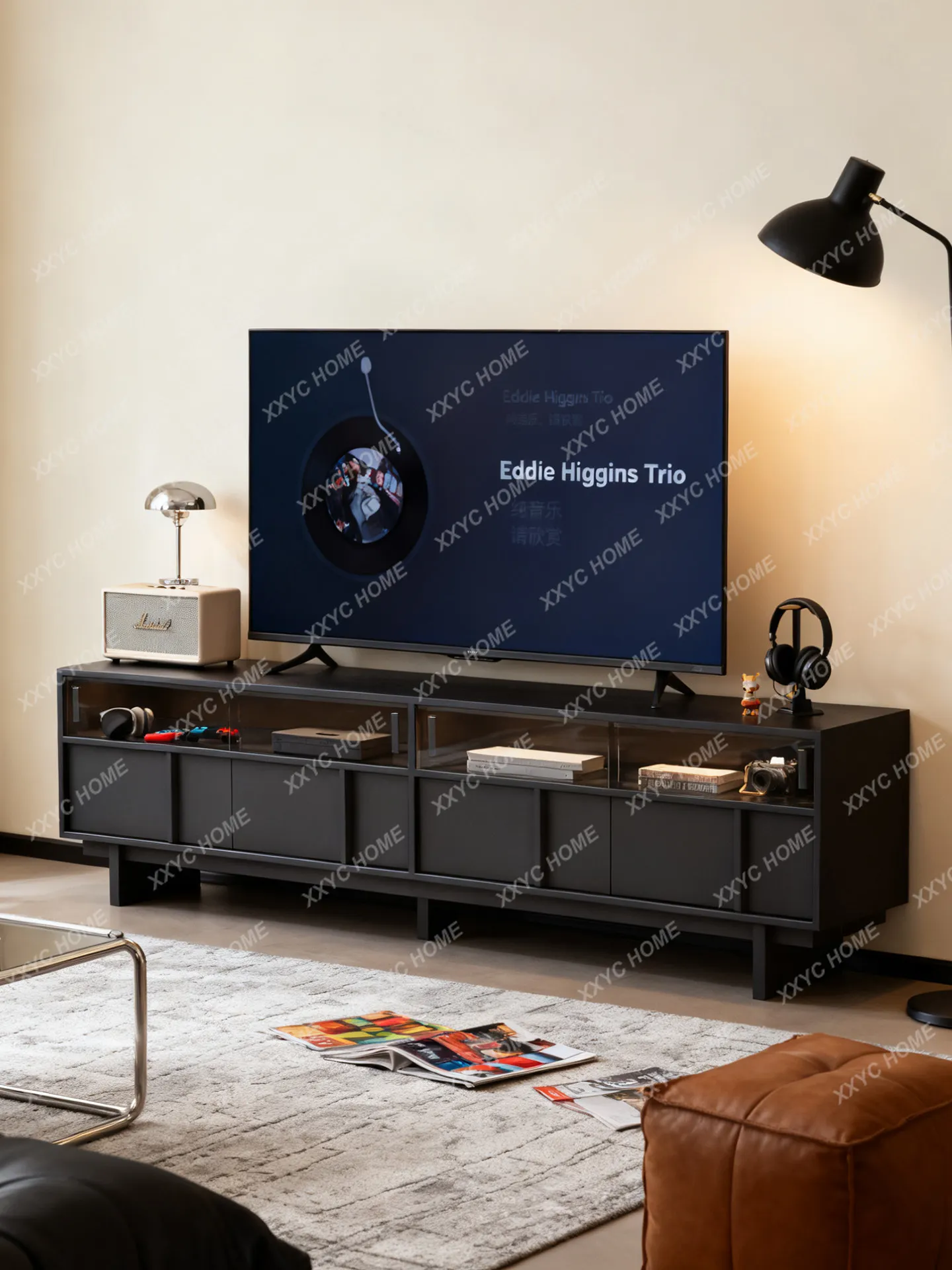 Solid wood floor TV cbinet Medieval TV cabin Living room retro floor caStorage cabine Integrated video cabinet