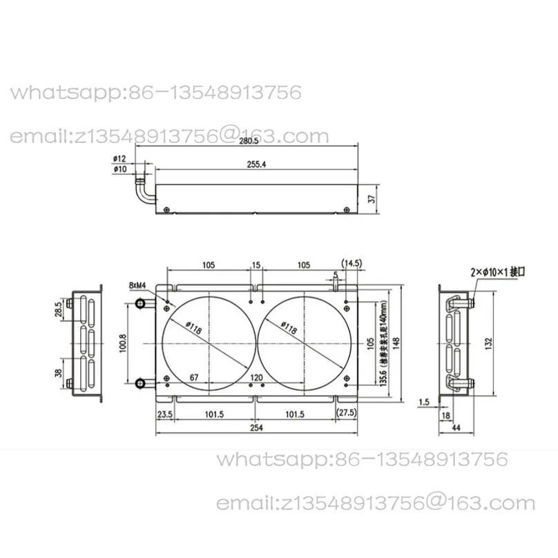 

316L stainless steel heat exchanger 240 water radiator copper fin radiator