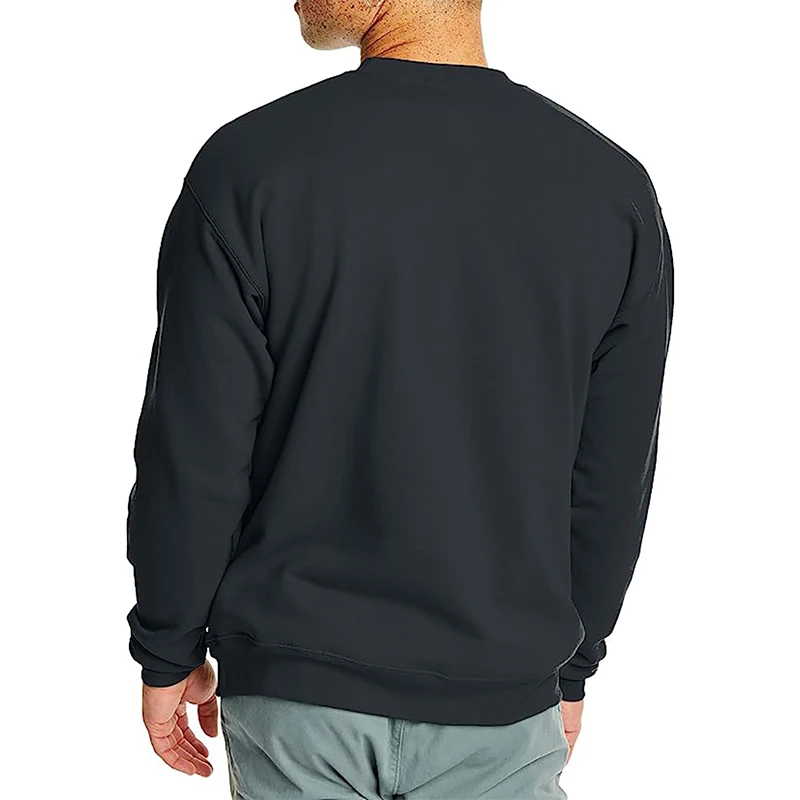 Herren Einfarbiges Rundhals-Sweatshirt Lässiger Langarm-Pullover Locker Sitzende Basic-Sweatshirts Männliche Alltagskleidung Streetwear-Oberteile – Detail 9