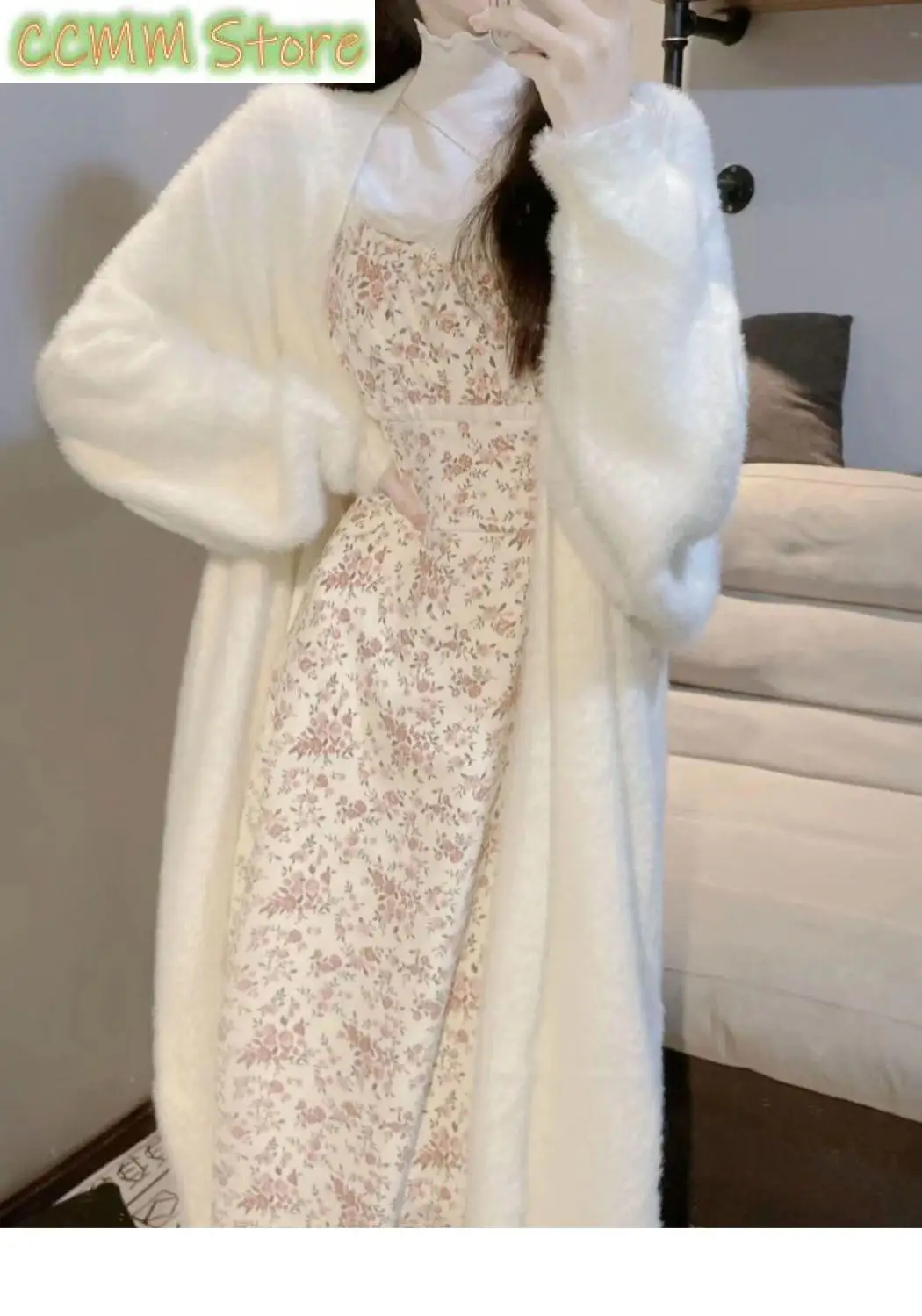 Nuovo Loribindwood autunno/inverno visone bianco latte giù sopra il ginocchio Cardigan lungo donna sciolto languido pigro delicato cappotto in maglia a vento