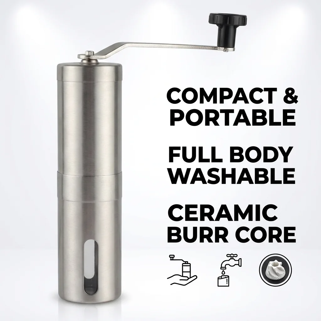 Manual Coffee Grinder Portable Coffee Bean Grinders Mini Stainless Steel Easy Hand Handmade Mill Foamer Kitchen Accessories Tool