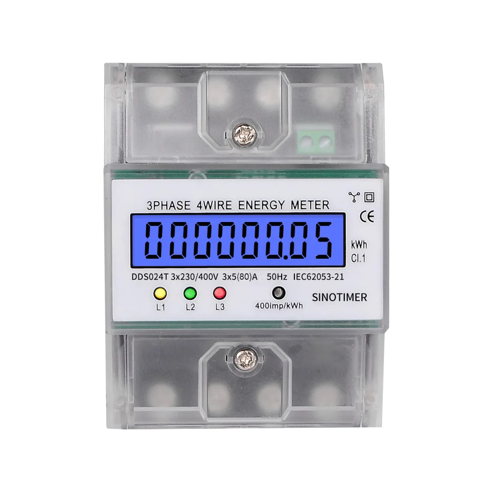 

Трехфазный интеллектуальный счетчик электроэнергии Canghe 4P LCD 230В для монтажа на DIN-рейку с прозрачной крышкой и подсветкой