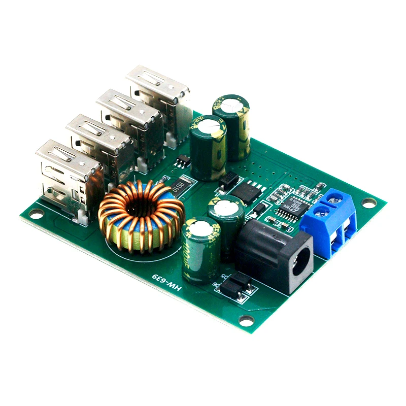 DC DC 7V-60V to 5V 5A 4 Four USB Output Buck Converter Board Step Down Power Supply Module Car Charger High Speed