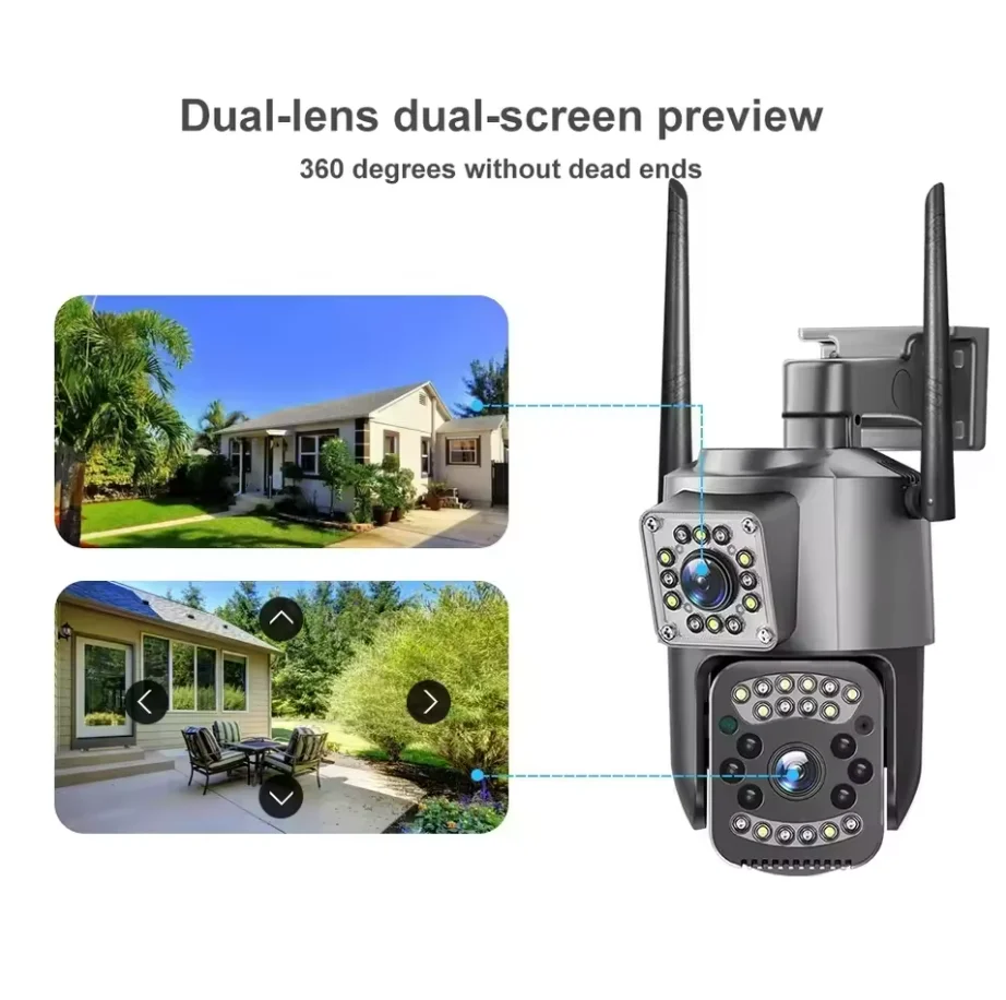 

CCTV Security Protection 4K 8MP Dual Lens WiFi IP Camer Night Vision Ai Human Detect PTZ Outdoor Video Wireless Camar