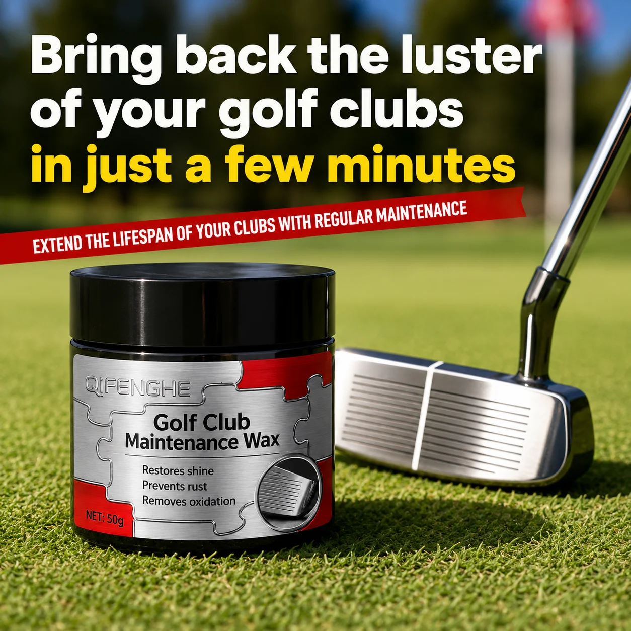 Long Lasting Golf Club Maintenance Wax for Drivers Irons Shafts Prevent Rust Remove Stains 50g Care Kit With Sponge