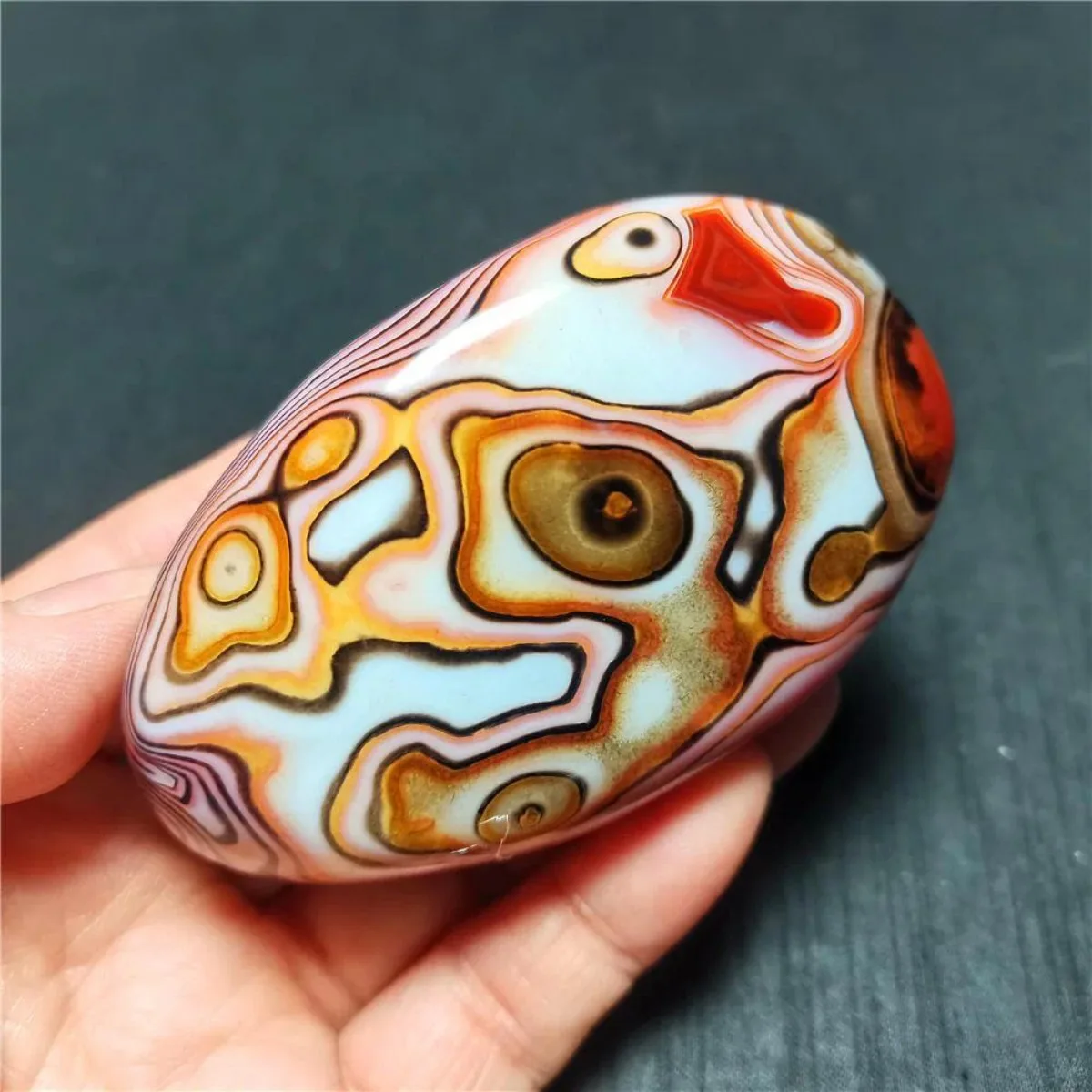 Authentic Stone Earth Mined Banded Agate, Tumbled Polished Stone, Jewelry Making, Natural Stone, Crystal Collection