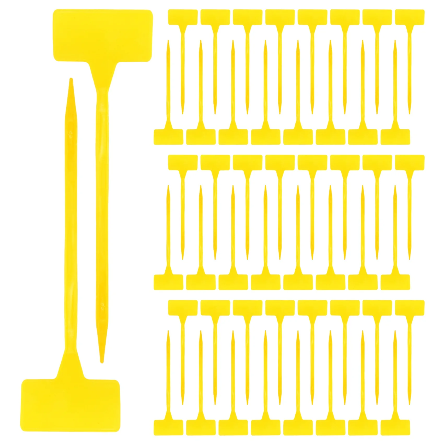 PZHI 50 Pcs Bonsai Plastic Plant Labels Garden Labels T-Type Upturned Garden Tags Markers Nursery Yellow