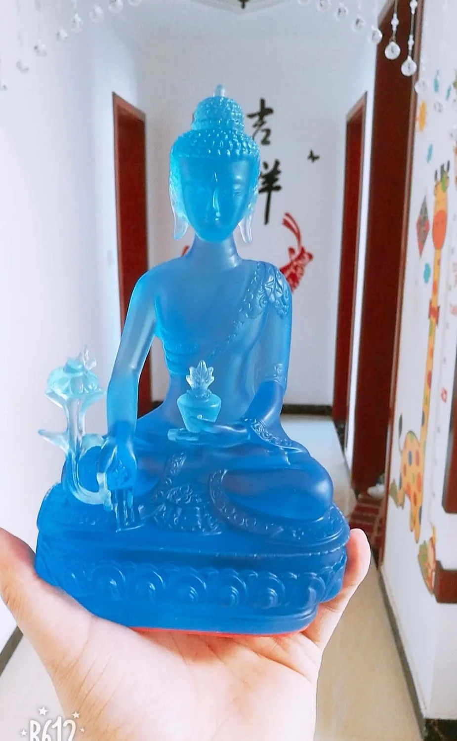 20CM Large HOME office  GOOD Buddha Bless Greco-Buddhist efficacious the Medicine Crystal statue talisman