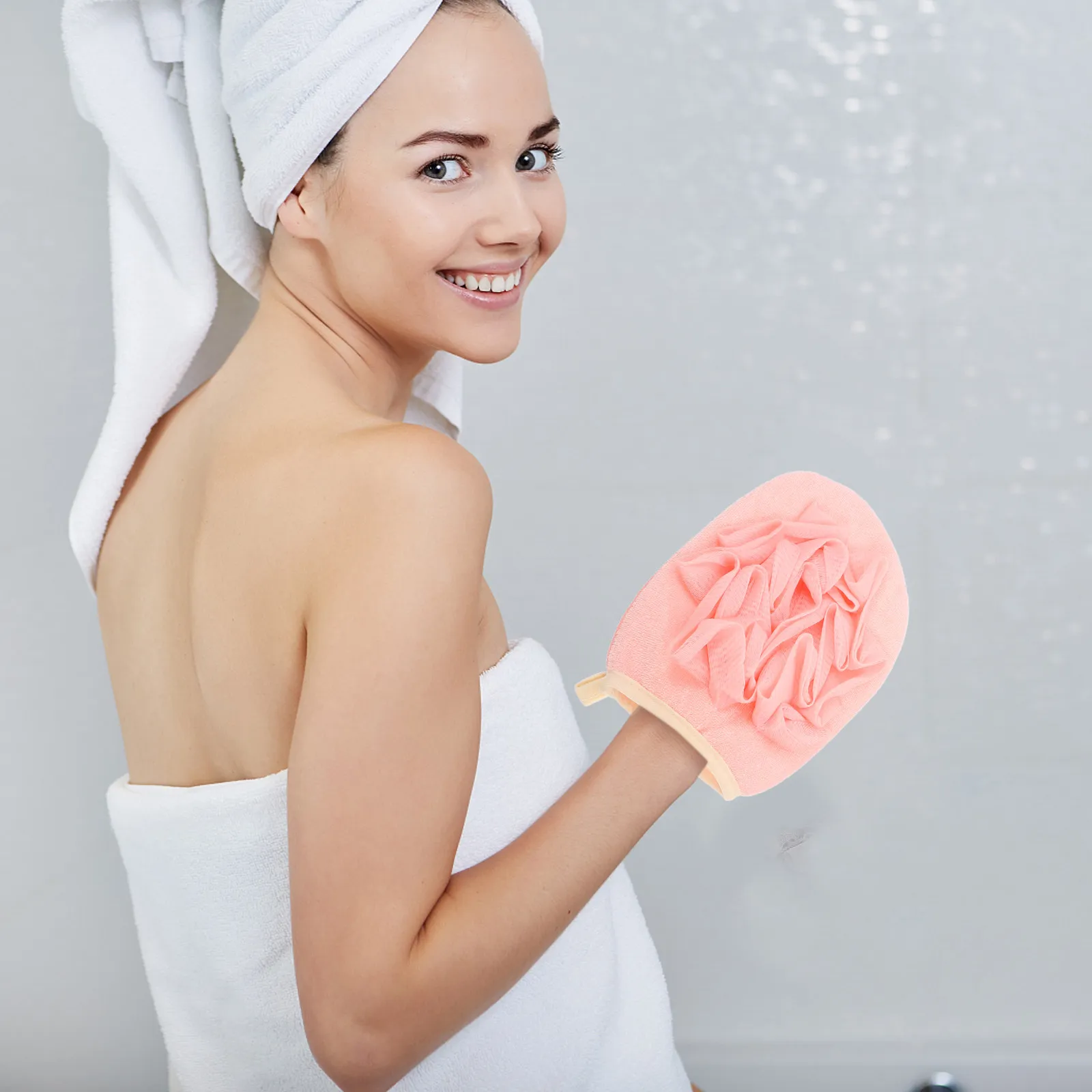 

Набор из 2 отшелушивающих перчаток для душа: прочные, мягкие массажные перчатки для глубокого очищения тела для мужчин и женщин