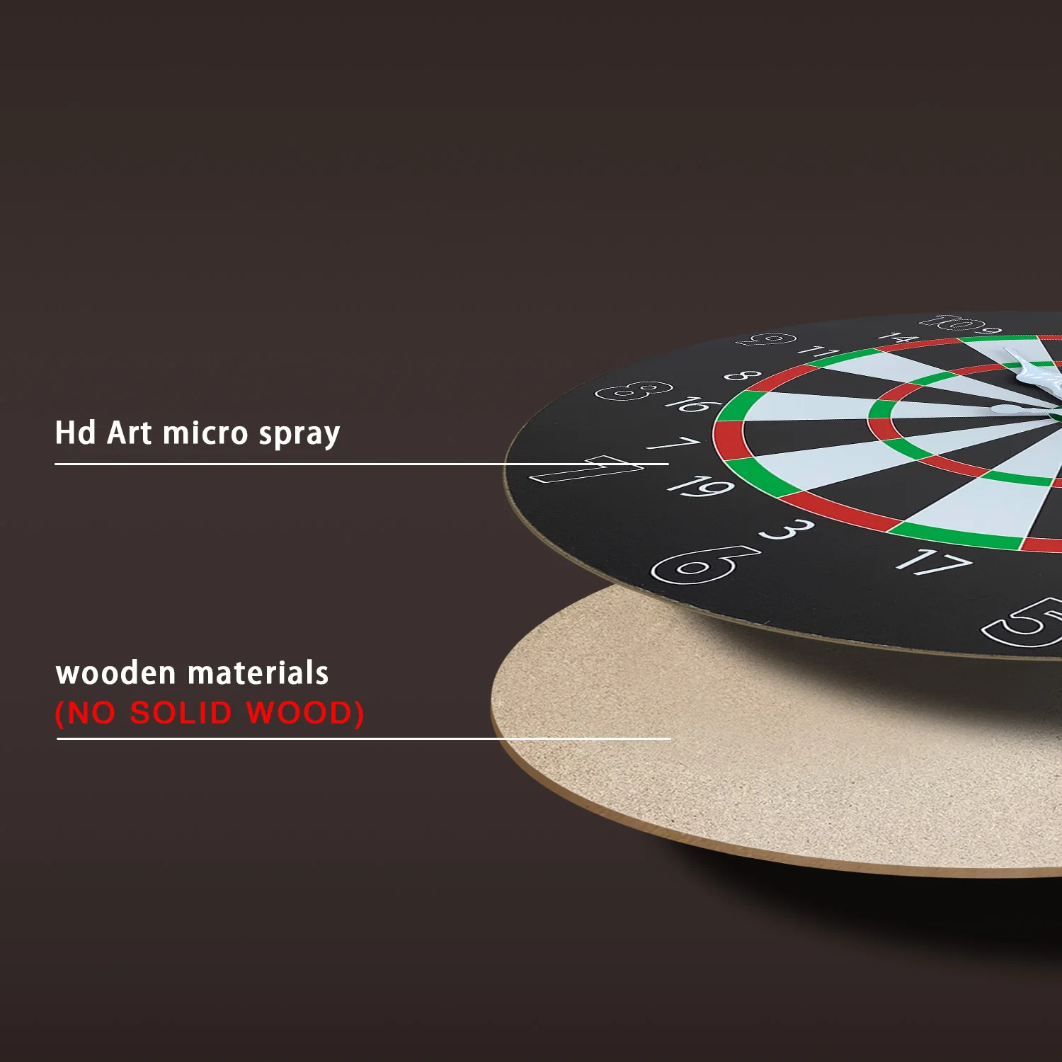 Personalized Dart Target Pattern Wooden Wall Clock for Living Room, Bedroom, Kitchen, Home Decoration, Silent Quartz Clock, Holiday Gift, 10 Inches,