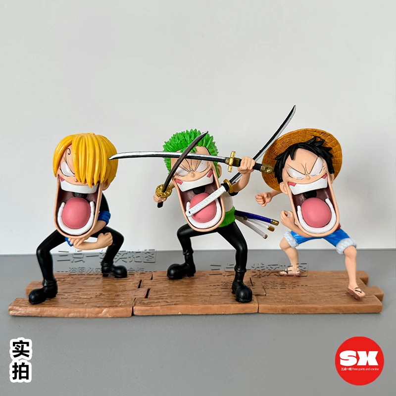 Anime One Piece Luffy Figures Three Captains Sanji Monkey D Luffy Roronoa Zoro Action Figure The Hungry Trio Pvc Model Toys