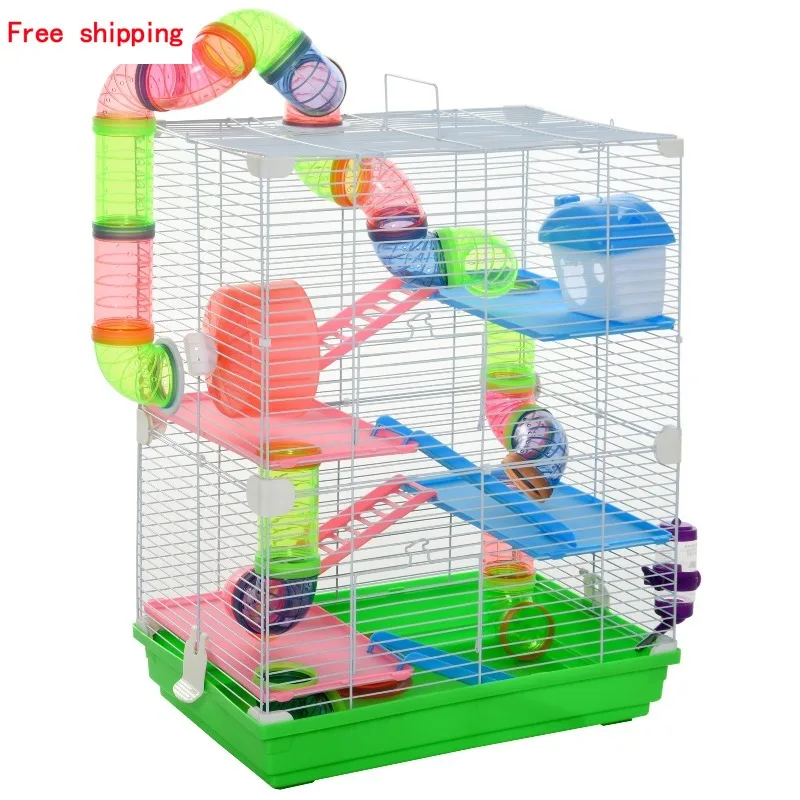 

Пятиуровневая клетка для хомяков с трубами, колесом, пандусами и домиком, 18x11.75x22.75 дюймов, домик для мелких животных, для карликовых хомяков и джербилов