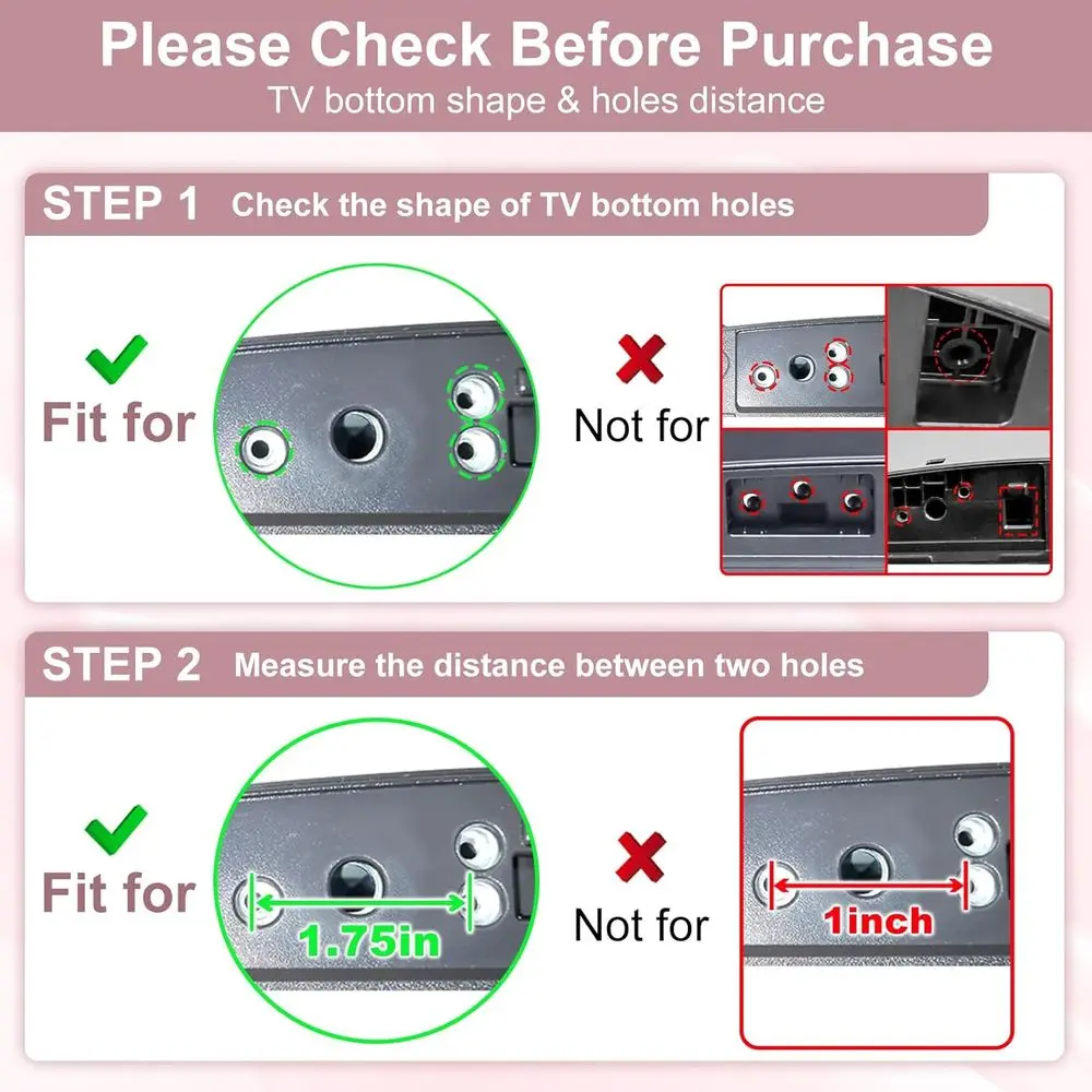 Suporte Universal para TV ou Pernas de Substituição para TVs de 70-75 Polegadas com Parafusos