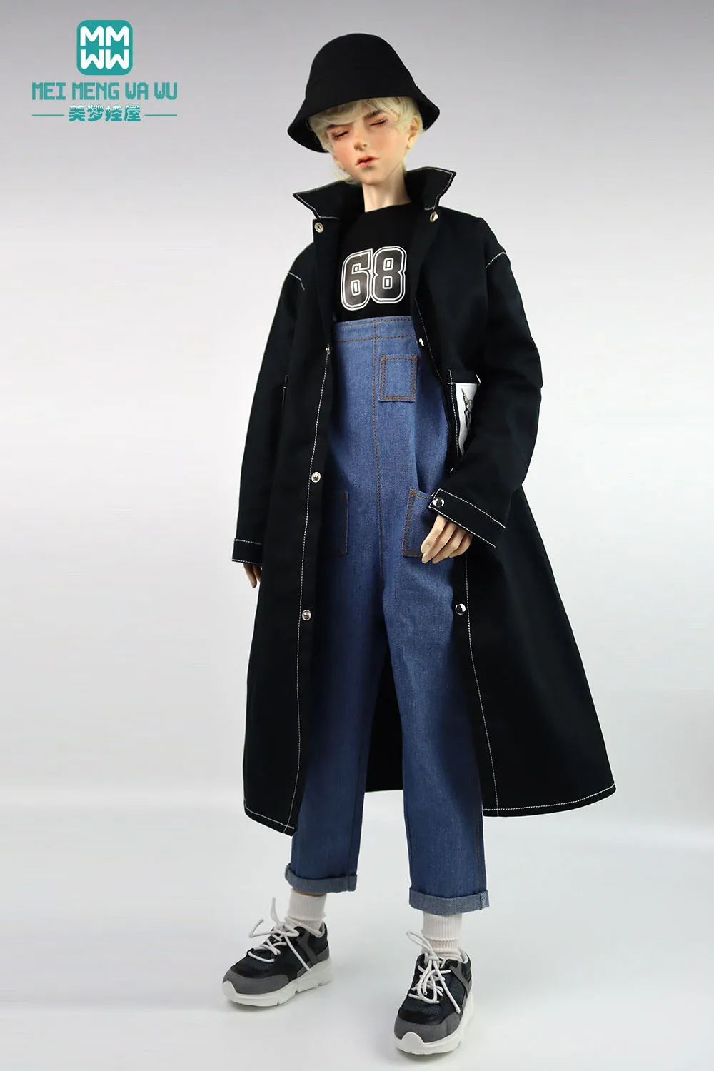 Fit 65-72cm BJD clohtes DK SD17 POPO68 BJD uncle black plaid Fashion trench coat, jeans shirt toy gift