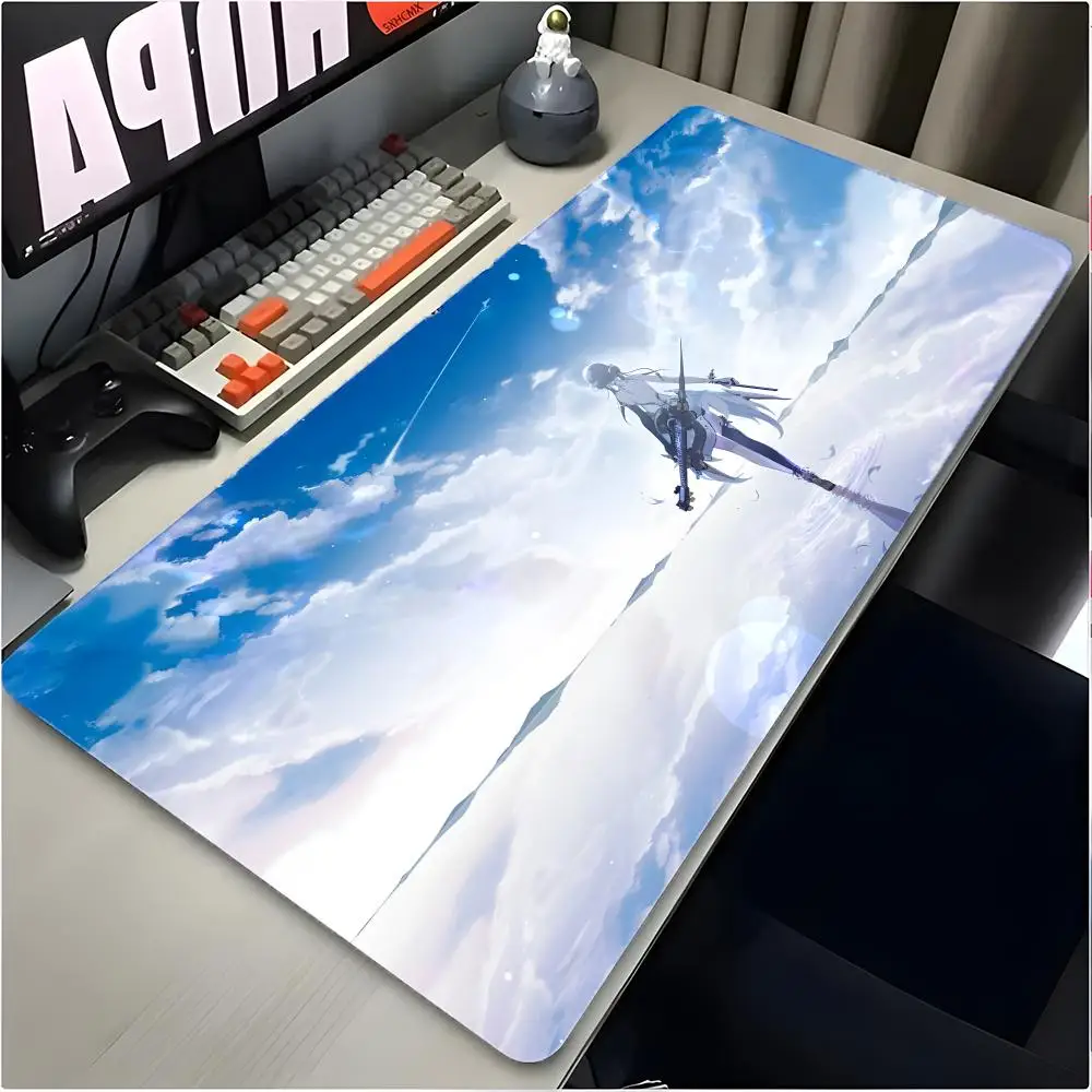 S-Selena Punishing Gray Raven Mouse Pad Large Mouse Pad Desk Mat Non‑Slip Board Gaming Mat Stitched Edge Design