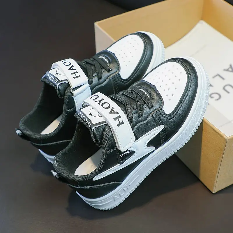 Boys Girls Kids Casual Sneakers 2026 Spring New Low Top Leather Upper Soft Sole School Shoes for Primary Students​