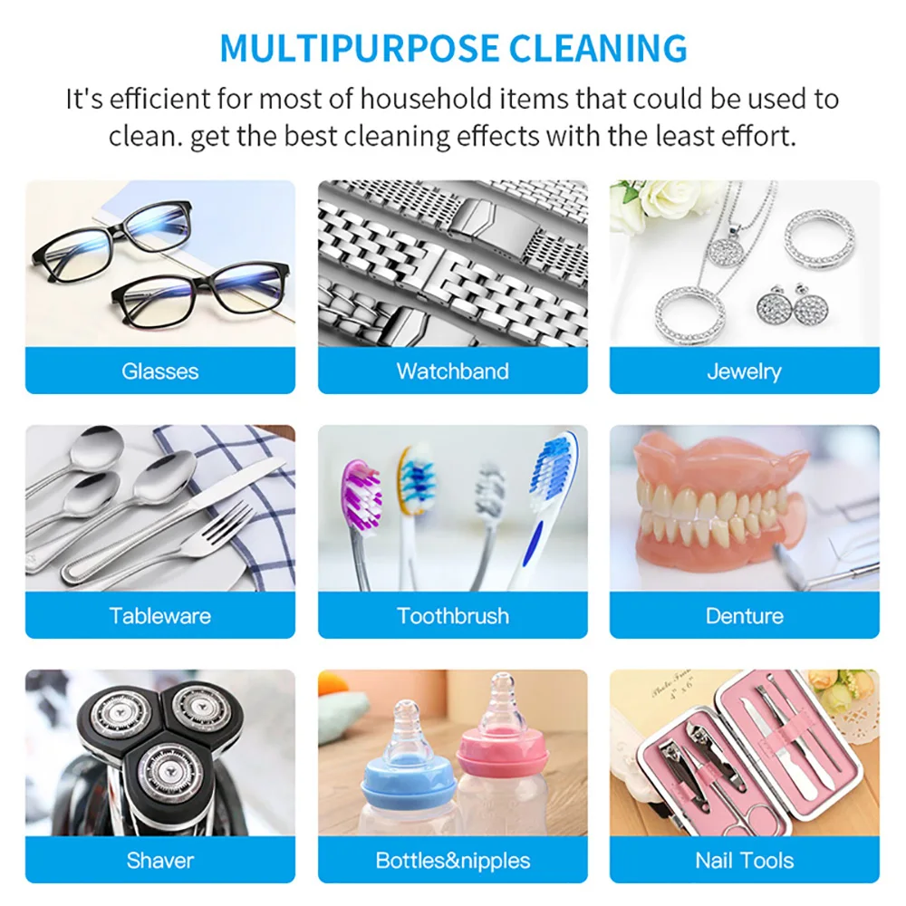 900ml Ultrasonic Cleaner Portable Cleaning Washing Machine 60W Lave-Dishes Ultrasound Bath Sonic Home Appliance 220V EU Plug