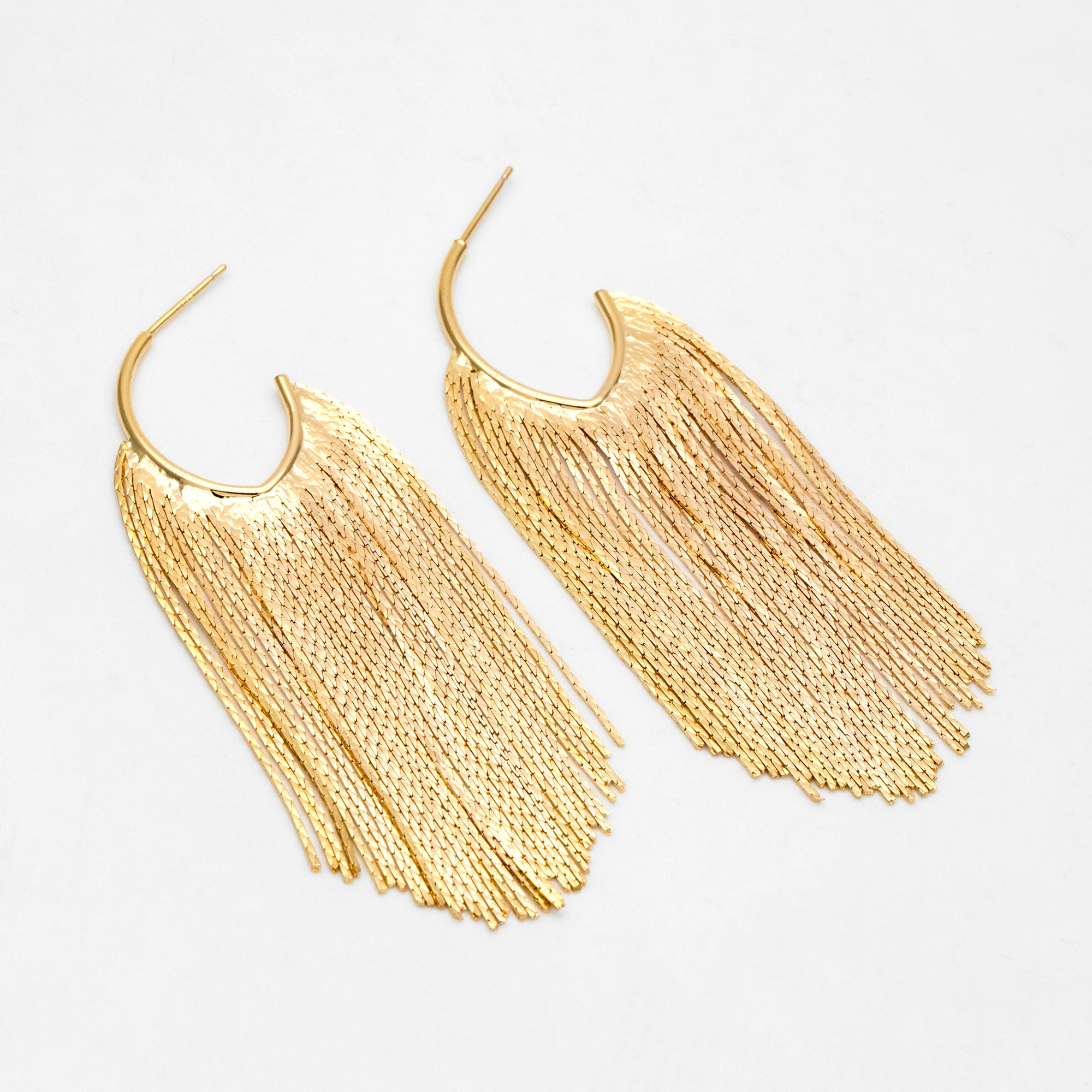 4pcs Chain Tassel Earrings, Long Tassel Stud Earring, Gold Dangling Earrings, Minimalist Earrings (GB-3338)