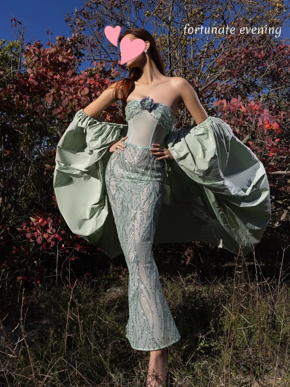 

Fortunate Evening Elegant Vintage Sweet Green Beads Lace Cape Stylish Customized Formal Occasion Prom Dress Evening Party Gowns