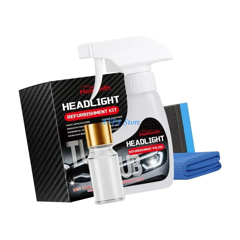 U13C 1 Set Headlight Care with Bio Friendly Water Based Formula Removes Yellowing & Fogging for Long Lasting Visibility