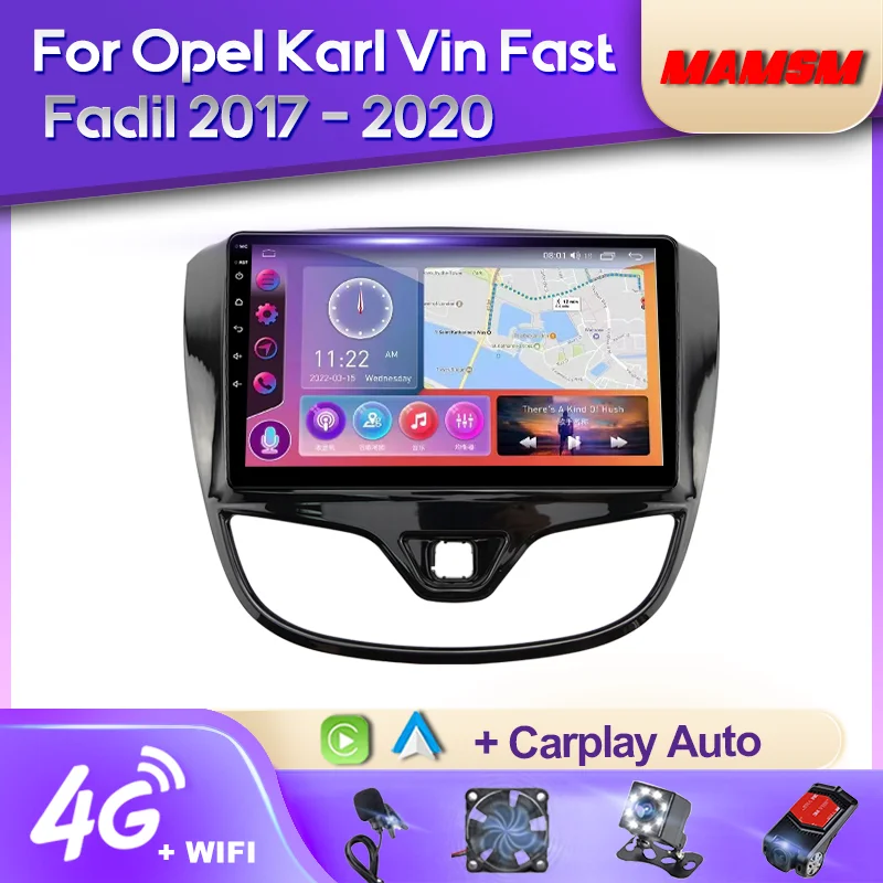 

MAMSM 2K QLED Android 12 Car Radio For Opel Karl VinFast Fadil 2017 - 2020 Multimedia Video Player GPS Carplay Autoradio Stereo