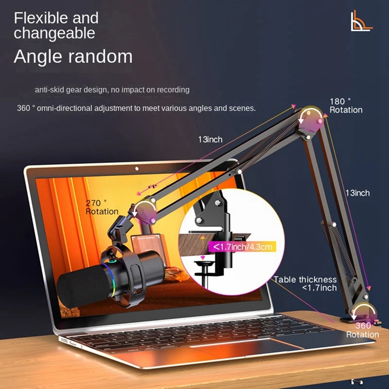 XLR USB Dynamic Microphone With Dubbing Recording Stent For Connection Sound Card Computer Live Singing Game