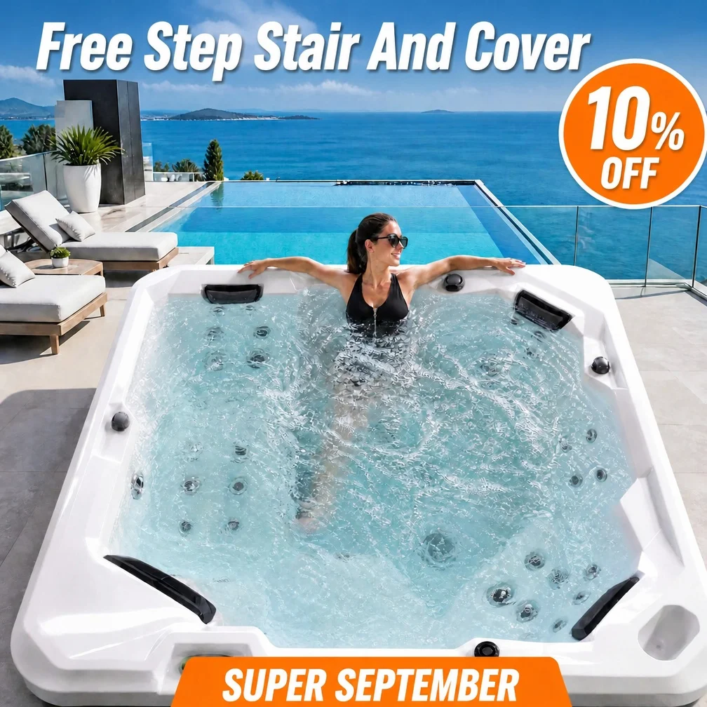 Modern 6-person Outdoor Hot Tub, Acrylic With Insulation And Massage Nozzle, Suitable For Home Backyard Gardens, Factory Supplie