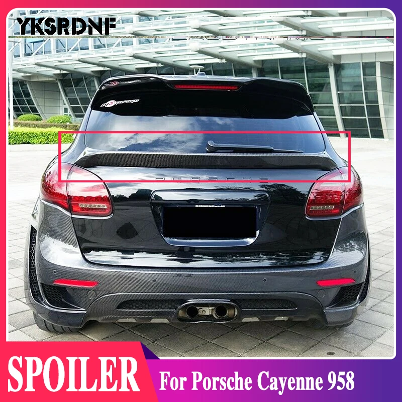 YKSRDNF Real Carbon Fiber Rear Wing Trunk Lip Roof Spoiler For Porsche Cayenne 958 2011 2012 2013 2014 YEAR