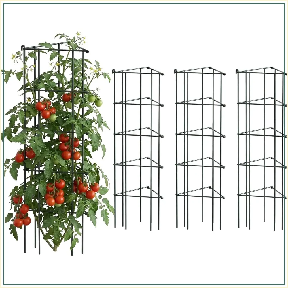 3-Panel Tomato Cage for Garden & Pots, Rust-Resistant Plant Support Trellis, 11.5