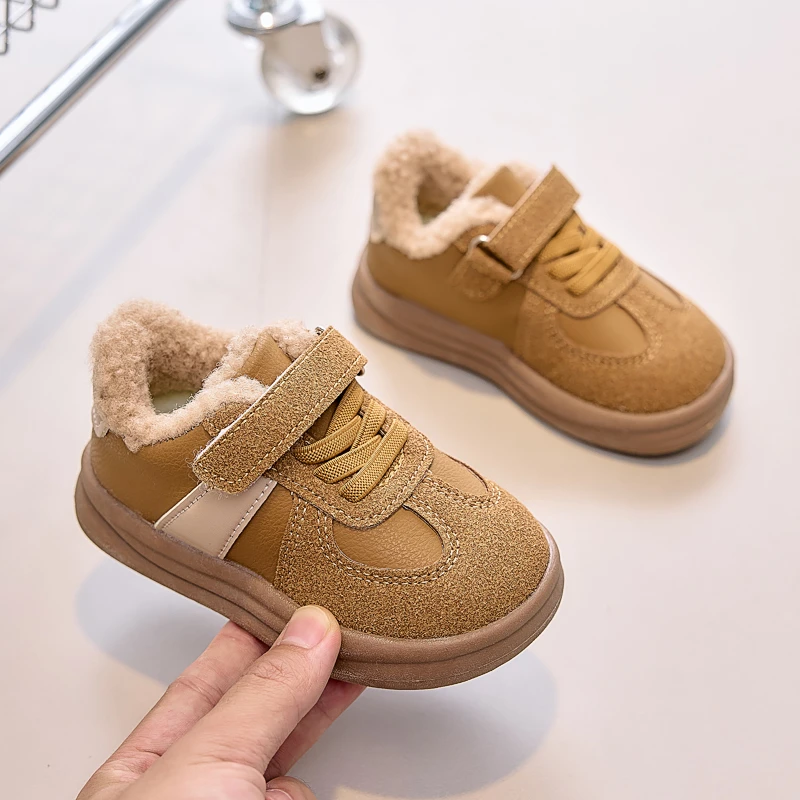 2025 Winter New Fashion Trend Casual Sports Shoes for Childrens Anti Slip Warm Boys' Shallow Mouth Versatile Snow Sneakers