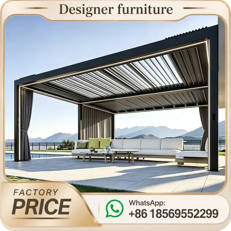Motorized Aluminum Bioclimatic Pergola Waterproof Louvered Roof System Eco Friendly Outdoor Gazebo For Patio Garden