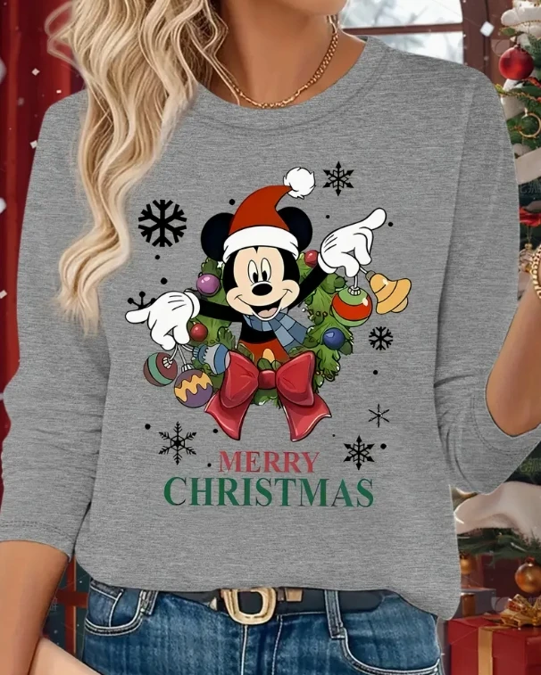 تيشيرت ديزني بأكمام طويلة لكل من الرجال والنساء، جميل ومتعدد الاستخدامات، عصري وبأسعار معقولة، قميص يجب اقتناؤه