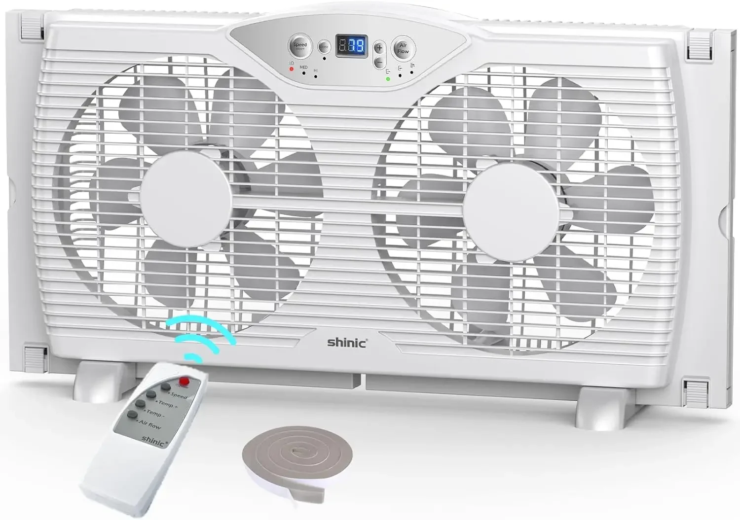 Twin Janela Ventilador com controle remoto, 9 "Lâminas, fluxo de ar reversível, 3 Funções, Janela Exchaust Fans para Home Bedroom, 2024 EUA