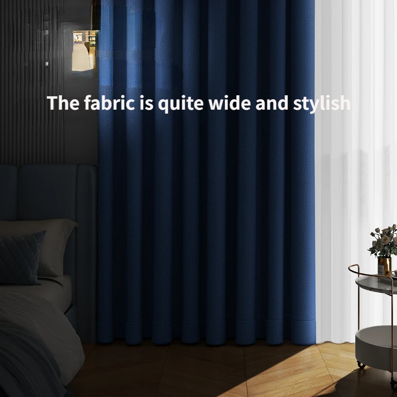 Retro light luxury navy blue velvet curtains, blackout heat-insulating thick curtains, bedroom living room bay window curtains