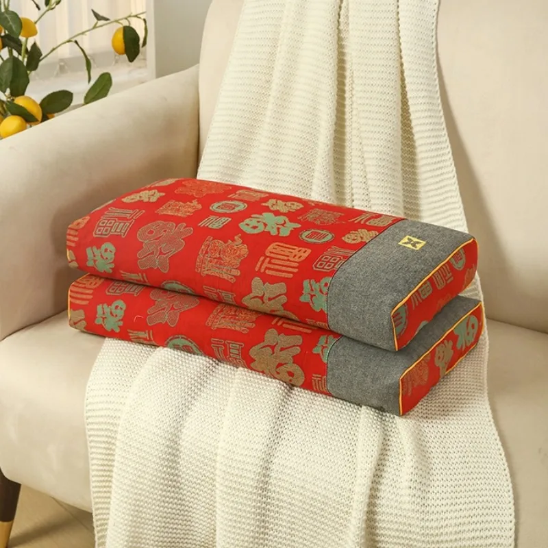 1PCS new three-dimensional Baifu pillow checkerboard pattern buckwheat pillow shell and 12 floral adult pillow household