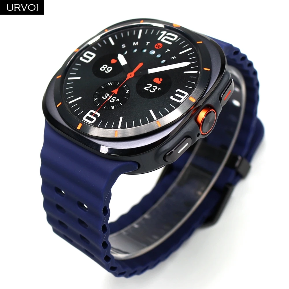 URVOI Marine Band for Galaxy Watch Ultra 2 / 1 (2025) 47mm Silicone Strap Double Pin Buckle One Click Easy Switching Wristband