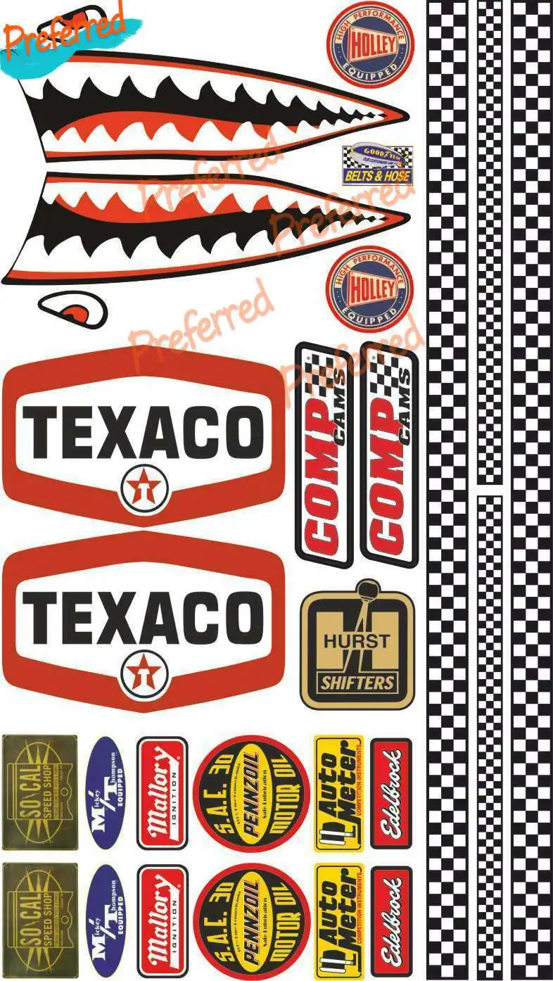 Decal US Cars Model Making RC Sticker Set Universal FOR Texaco SHARK Car Sticker Vinyl Cover Scratches Waterproof