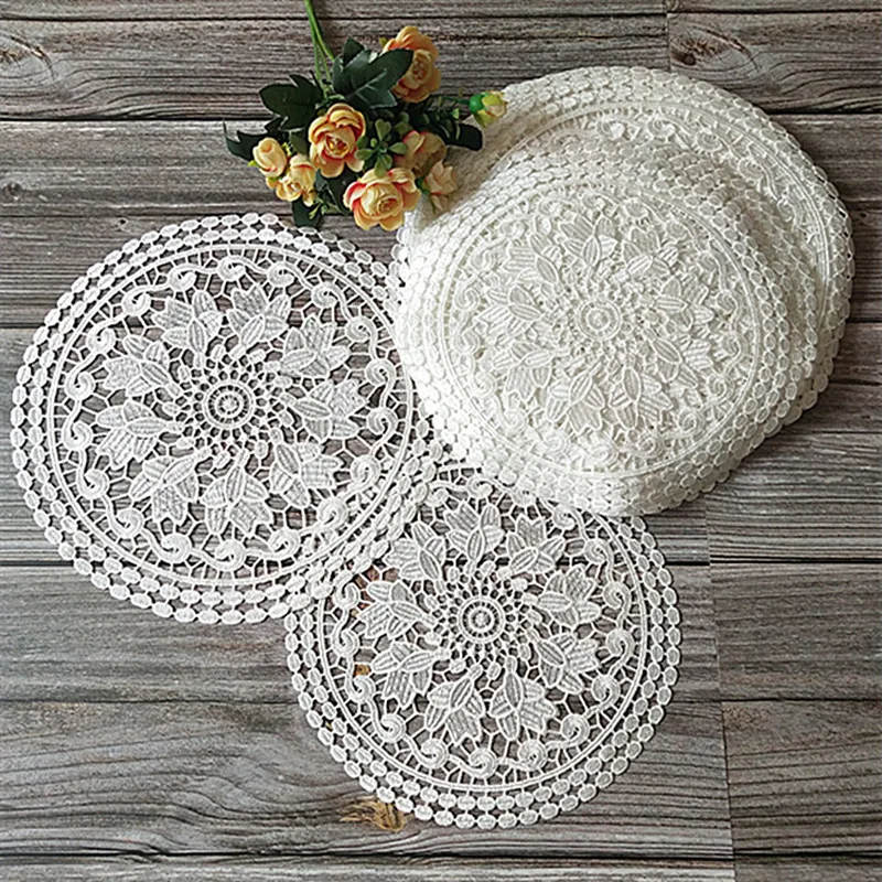 

Simple Modern Nordic Style Lace Placemat Coffee Cup Pad Korean Round Non Slip Mat Home Accessories Pad Christmas Wedding Gift