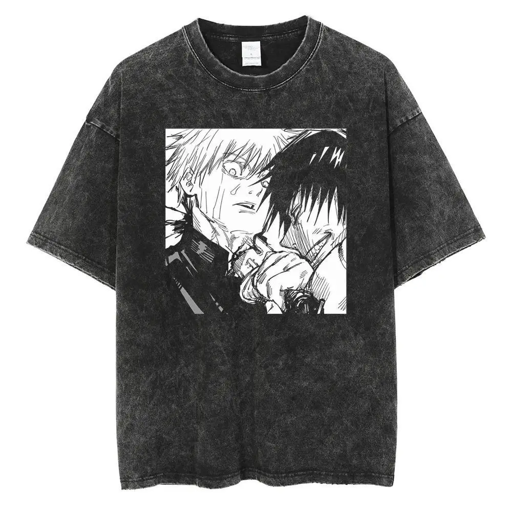 

Футболка мужская с аниме-принтом Dragon Ball GT Gogeta Super Saiyan 4 & Goku X100 Kamehameha Fiery Silhouette, винтажная, с эффектом потертости