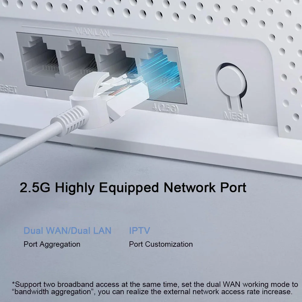 Imagem -03 - Wifi Roteador 5011mbps Porta de Rede 2.5g 512mb de Memória 2.4 Ghz 5ghz Acesso Dual Broadband Network Security Protection Xiaomi-be5000