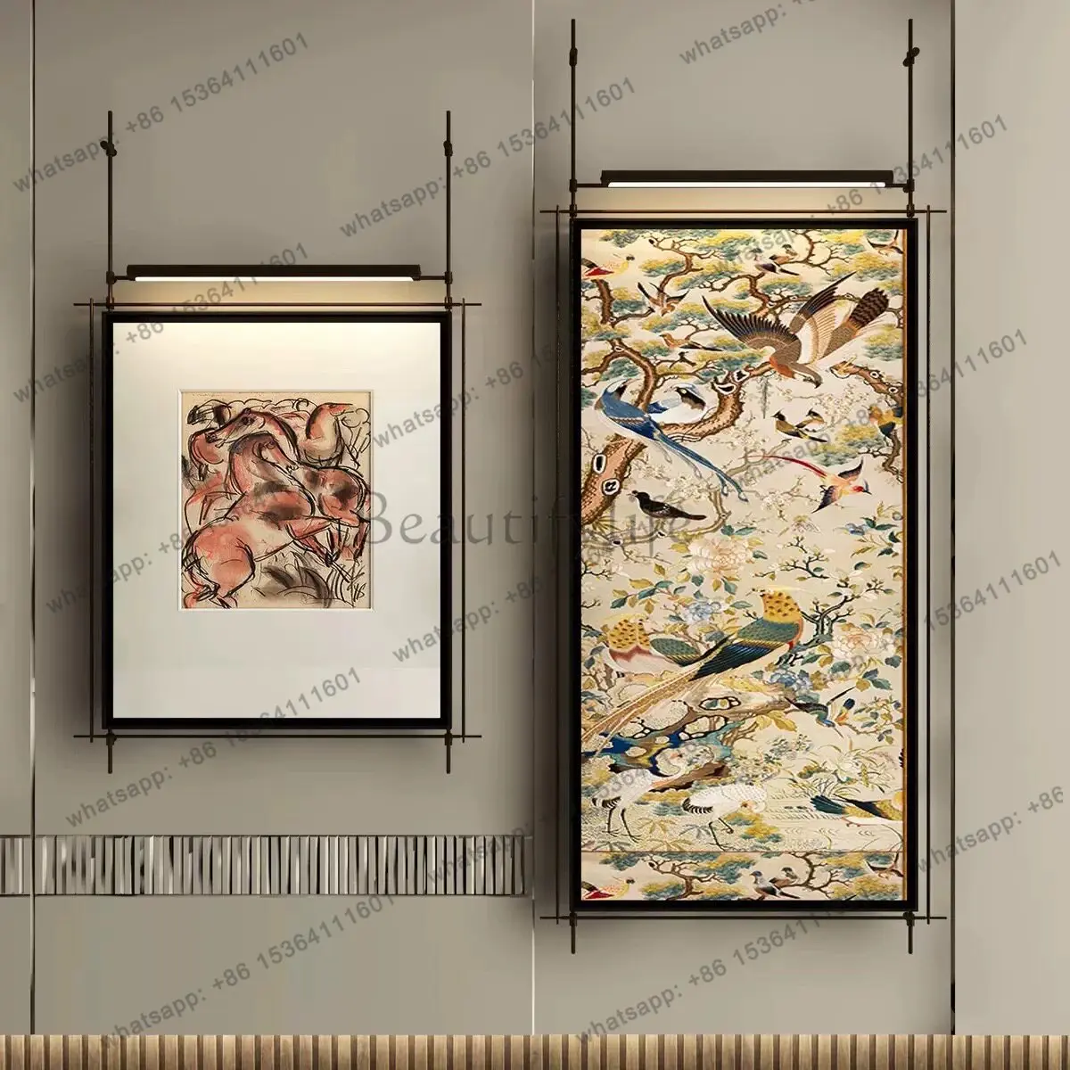 New Chinese-style hanging paintings, antique metal boom decoration club, advanced installation paintings